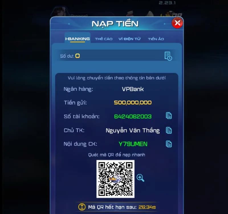 Các phương thức nạp tiền SClub88