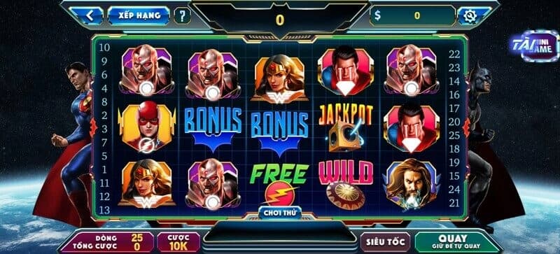 quay hũ Justice League đa dạng